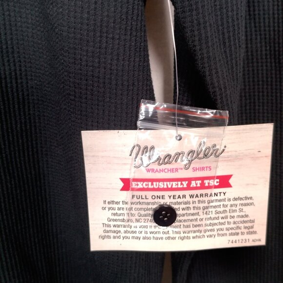 Wrangler Wrancher Shirt Women Lare Blue Waffle Knit Thermal Top Long Slv Button - Picture 9 of 10